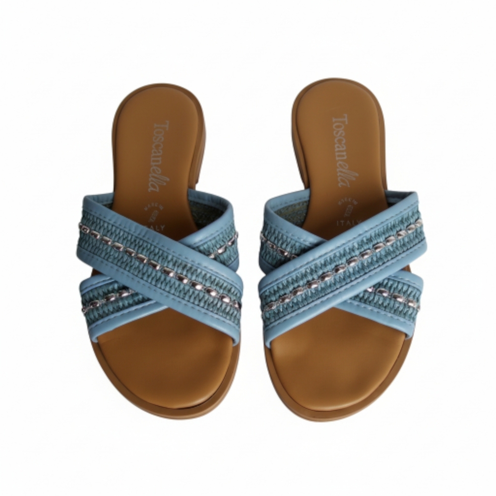 TOSCANELLA Blue Woven Sandals MADE IN ITALY SIZE 6.5 - Picture 8 of 9